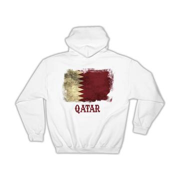 Qatar Qatari Flag : Gift Hoodie Distressed Art Asia Asian Country Vintage Souvenir National Pride