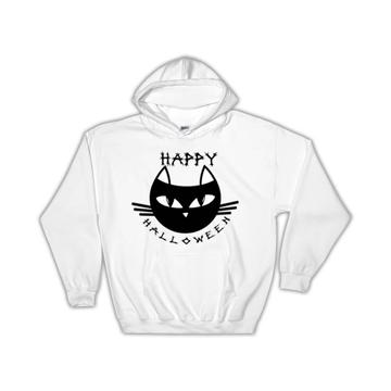 Black Cat Halloween : Gift Hoodie Fall Kitten Decoration Cute Face
