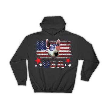 Bull Terrier American Flag : Gift Hoodie USA 4th July Americana Dog Patriotic United States