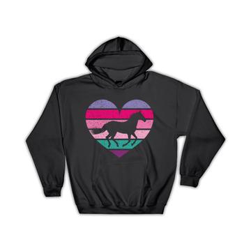 Horse Silhouette Heart : Gift Hoodie Rainbow For Animal Lover Best Friend Girl Colors