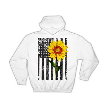 Sunflower USA Flag : Gift Hoodie Spring America United States Flower Floral