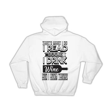 For Book And Wine Lover : Gift Hoodie Reader Funny Cute Art Print Friendship Coworker