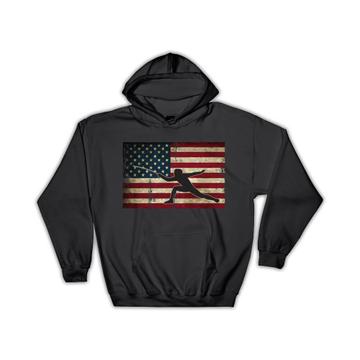 American Fencer : Gift Hoodie USA Flag United States Fencing Fight Sport Lover America