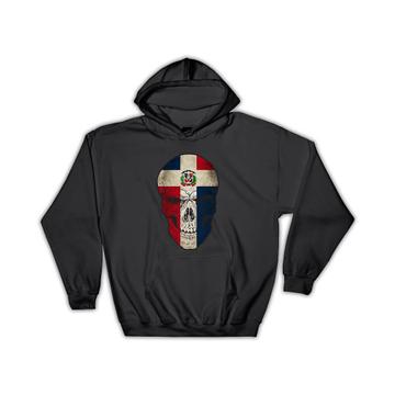 Dominican Republic Flag Skull : Gift Hoodie National Colors