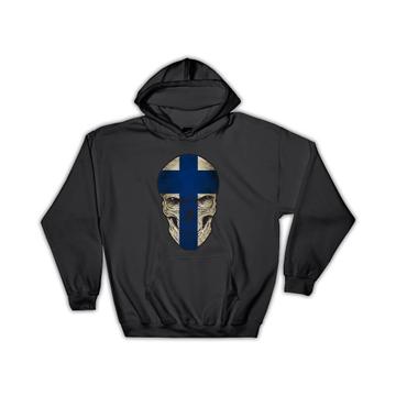 Finland Flag Skull : Gift Hoodie Finnish National Colors