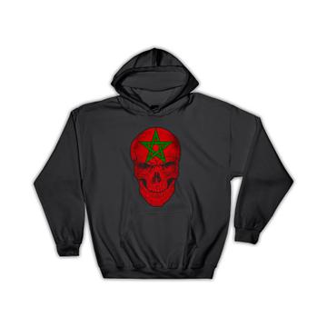 Morocco Flag Skull : Gift Hoodie Moroccan National Colors