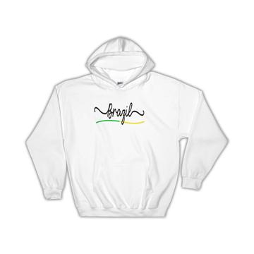 Brazil Flag Colors : Gift Hoodie Brazilian Travel Expat Country Minimalist Lettering