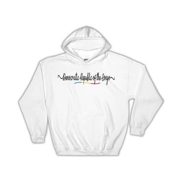 Democratic Republic of the Congo Flag Colors : Gift Hoodie Congolese(Congo) Travel Expat Country Minimalist Lettering
