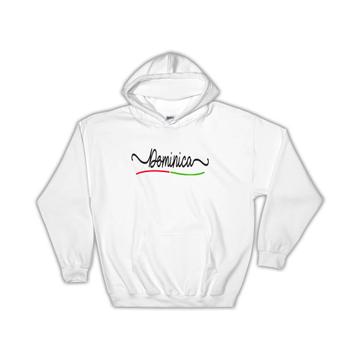 Dominica Flag Colors : Gift Hoodie Travel Expat Country Minimalist Lettering