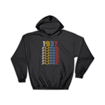1937 June Colorful Retro Birthday : Gift Hoodie Age Month Year Born