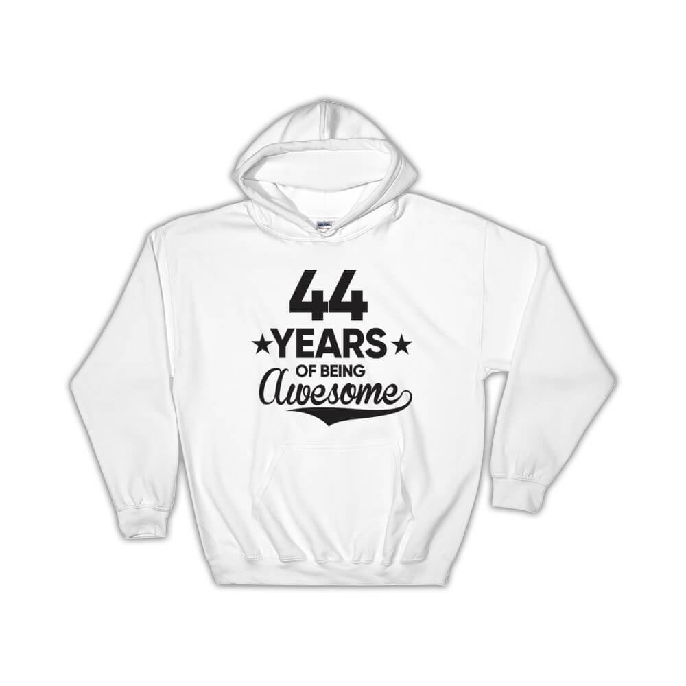 44 Years of Being Awesome : Gift Hoodie 44th Birthday Baseball Script Happy Cute