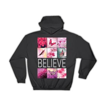 Spring Flowers Butterflies Rose Cherry Blossom : Gift Hoodie Floral Sweet Delicate Pink