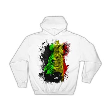 Reggae Nation Lion Jamaica Flag Musical Style : Gift Hoodie Wild Animal Colors Poster