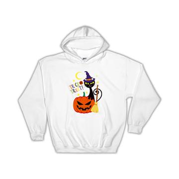Black Cat Halloween : Gift Hoodie Pumpkin Trick or Treat Bat Kids Broom Witch