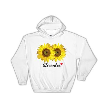 Sunflower Personalized Name : Gift Hoodie Flower Floral Yellow Decor Customizable Alexandra