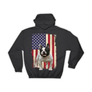 French Bulldog USA Flag : Gift Hoodie Dog Pet American United States