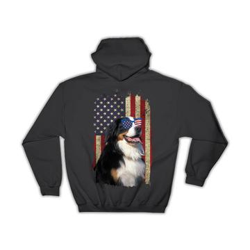 Bernese American Flag : Gift Hoodie Dog Pet Puppy Animal Cute USA 4th of July Patriot
