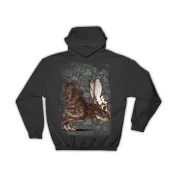 Realistic Hare Picture Orchid : Gift Hoodie Wild Animal Floral Arabesques Rabbit Art