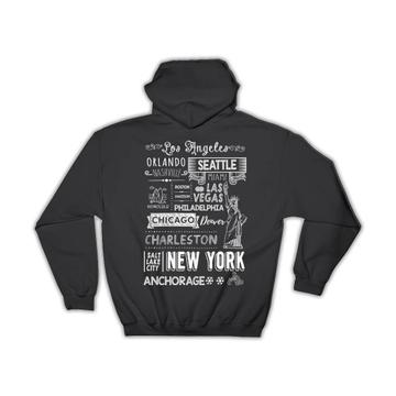 American City Cities USA : Gift Hoodie Travel Souvenir Home Decor Board New York Country Art