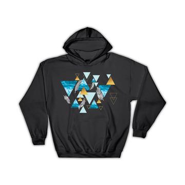 Abstract Triangles Print Feathers : Gift Hoodie Esoteric Art Trends Fashion Geometric Birthday
