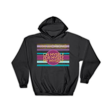 For Introvert Humor Art : Gift Hoodie Stripes Abstract Print By Myself Quote Birthday Coworker