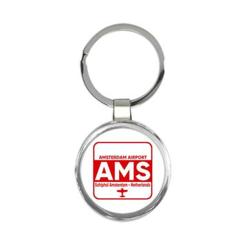 Netherlands Amsterdam Airport Schiphol AMS : Gift Keychain Travel Airline AIRPORT
