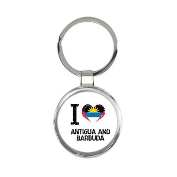 I Love Antigua and Barbuda : Gift Keychain Heart Flag Country Crest Citizen of Expat