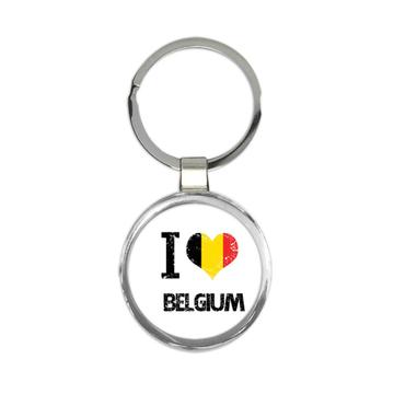I Love Belgium : Gift Keychain Heart Flag Country Crest Belgian Expat