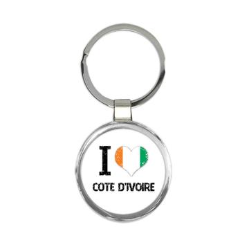 I Love Cote d’Ivoire : Gift Keychain Heart Flag Country Crest Expat