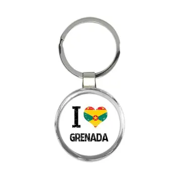 I Love Grenada : Gift Keychain Heart Flag Country Crest Grenadian Expat