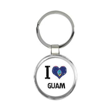 I Love Guam : Gift Keychain Heart Flag Country Crest Guamanian Expat
