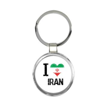 I Love Iran : Gift Keychain Heart Flag Country Crest Iranian Expat Made in USA