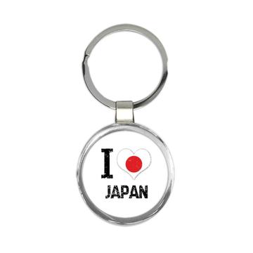 I Love Japan : Gift Keychain Heart Flag Country Crest Japanese Expat