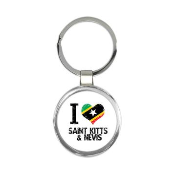 I Love Saint Kitts and Nevis : Gift Keychain Heart Flag Country Crest Expat