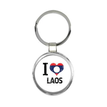 I Love Laos : Gift Keychain Heart Flag Country Crest Lao Expat