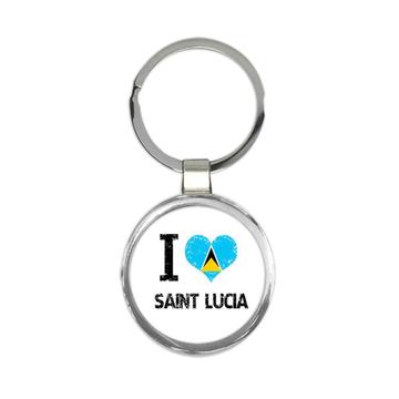 I Love Saint Lucia : Gift Keychain Heart Flag Country Crest Expat