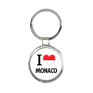 I Love Monaco : Gift Keychain Heart Flag Country Crest Monegasque Expat
