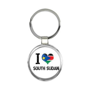 I Love South Sudan : Gift Keychain Heart Flag Country Crest South Sudanese Expat