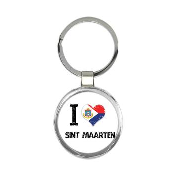I Love Sint Maarten : Gift Keychain Heart Flag Country Crest Expat