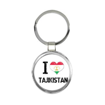 I Love Tajikistan : Gift Keychain Heart Flag Country Crest Tajik Expat