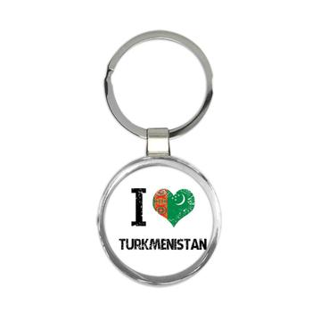 I Love Turkmenistan : Gift Keychain Heart Flag Country Crest Turkmen Expat