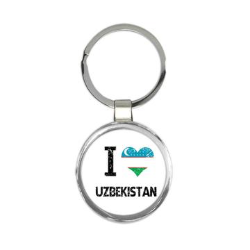 I Love Uzbekistan : Gift Keychain Heart Flag Country Crest Uzbek Expat