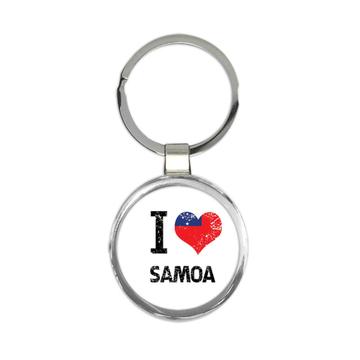 I Love Samoa : Gift Keychain Heart Flag Country Crest Expat