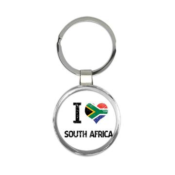 I Love South Africa : Gift Keychain Heart Flag Country Crest South African Expat