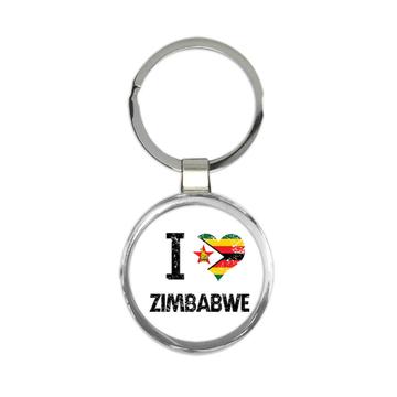 I Love Zimbabwe : Gift Keychain Heart Flag Country Crest Zimbabwean Expat