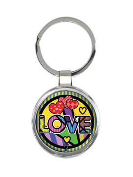 Hearts Love : Gift Keychain Pop Art Britto Style Valentines Romantic Wife