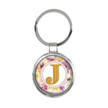 Monogram Letter J : Gift Keychain Name Initial Alphabet ABC