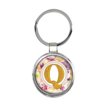 Monogram Letter Q : Gift Keychain Name Initial Alphabet ABC