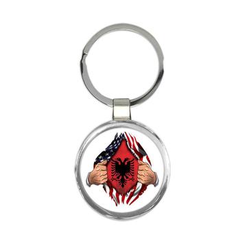 Albania : Gift Keychain Flag USA American Chest Albanian Expat Country
