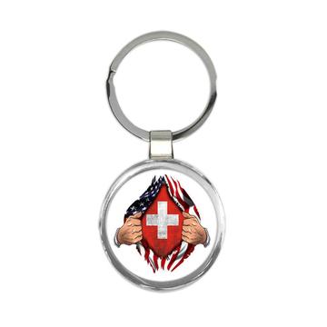 Switzerland : Gift Keychain Flag USA American Chest Swiss Expat Country